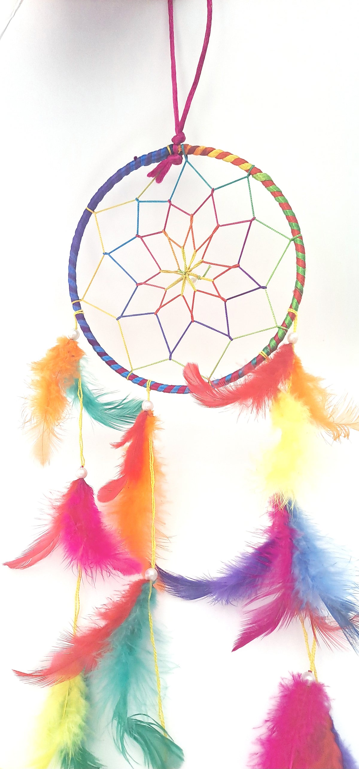 Dromenvanger regenboog veren 12 cm