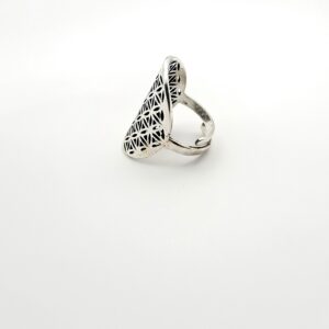 Ring bloem des levens messing zilverkleur