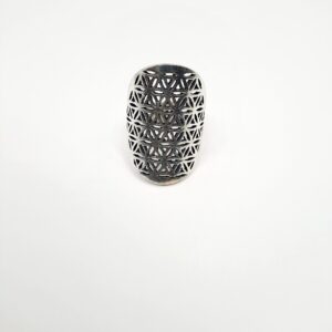 Ring bloem des levens messing zilverkleur